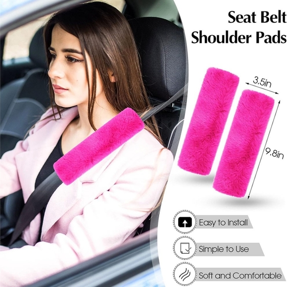 Car Interior Covers Set - 6 Pieces - Fluffy Rose Red, Short Hair - Picture 7 of 7